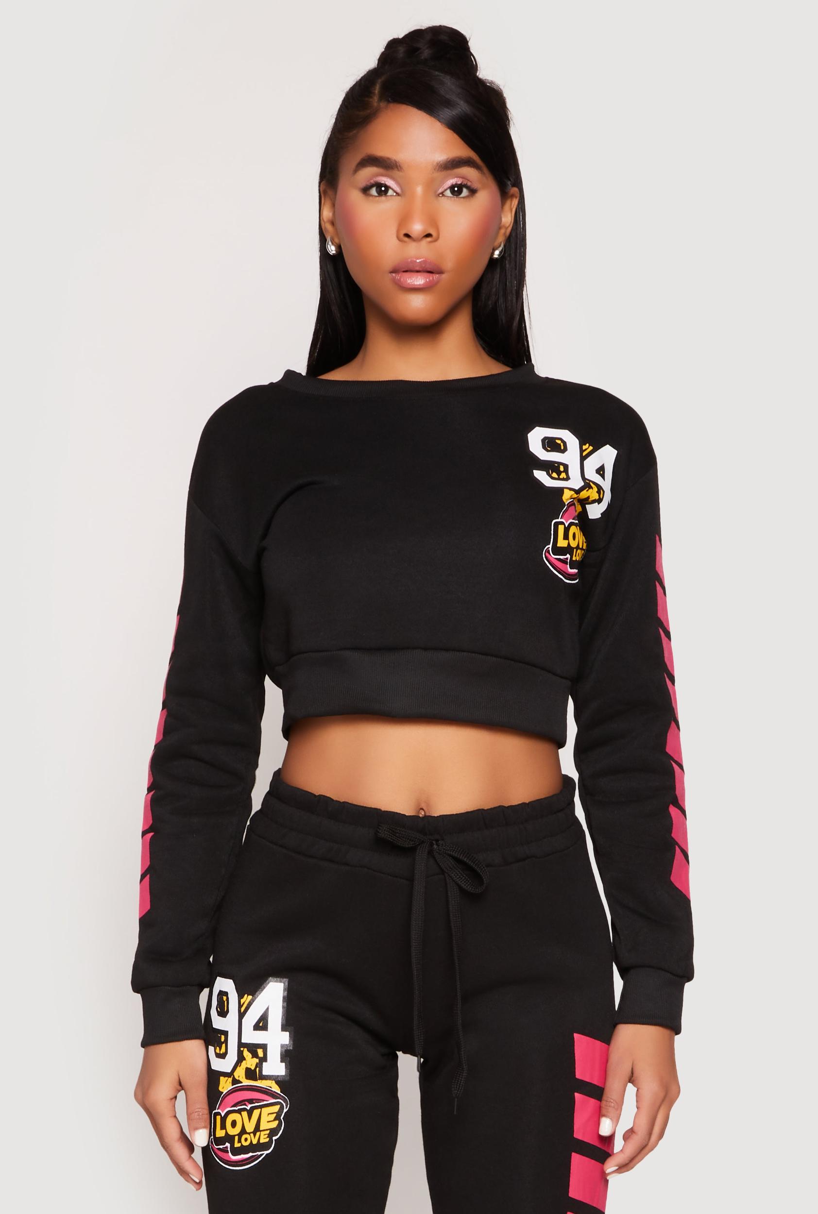 Womens Fleece 94 Love Graphic Cropped Sweatshirt Product Image