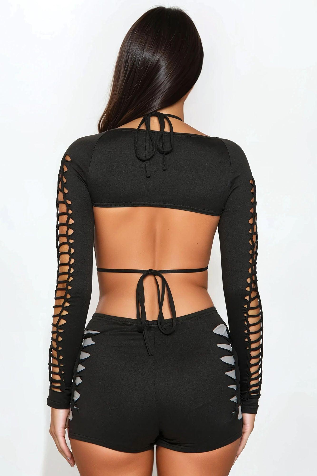 Cut To The Chase Romper Set - Black/combo Product Image