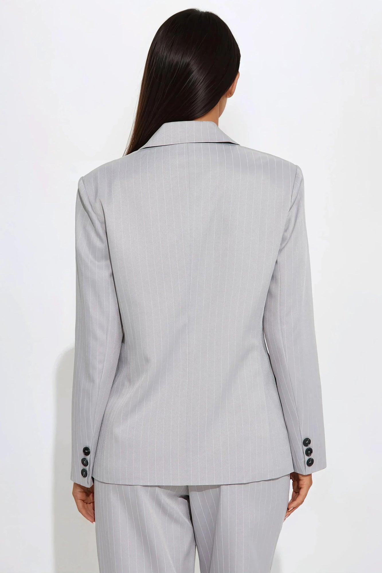 Kelsey Pinstripe Blazer - Grey Product Image