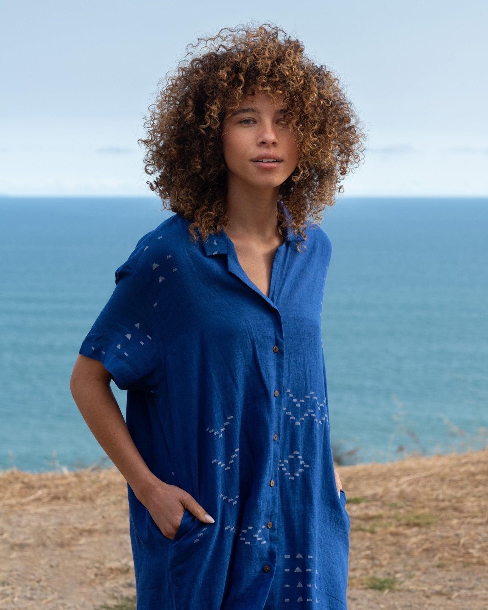 Cobalt Blue Relaxed fit shirt-dress Product Image