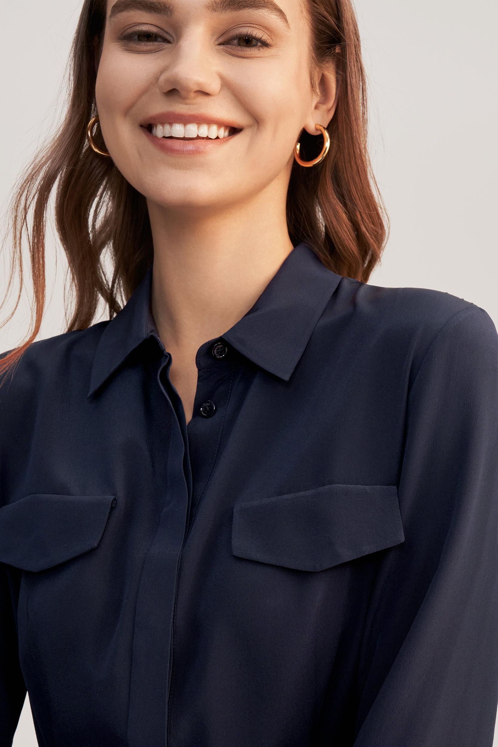 Women's Long Sleeve Retro Graceful Silk Dress Product Image