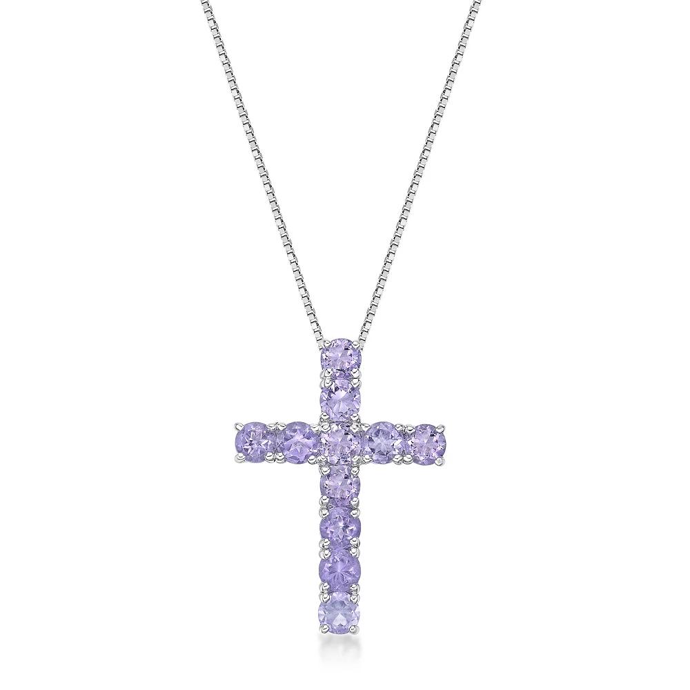 Gemminded Sterling Silver Amethyst Cross Pendant Necklace, Women's, Size: 18" Product Image