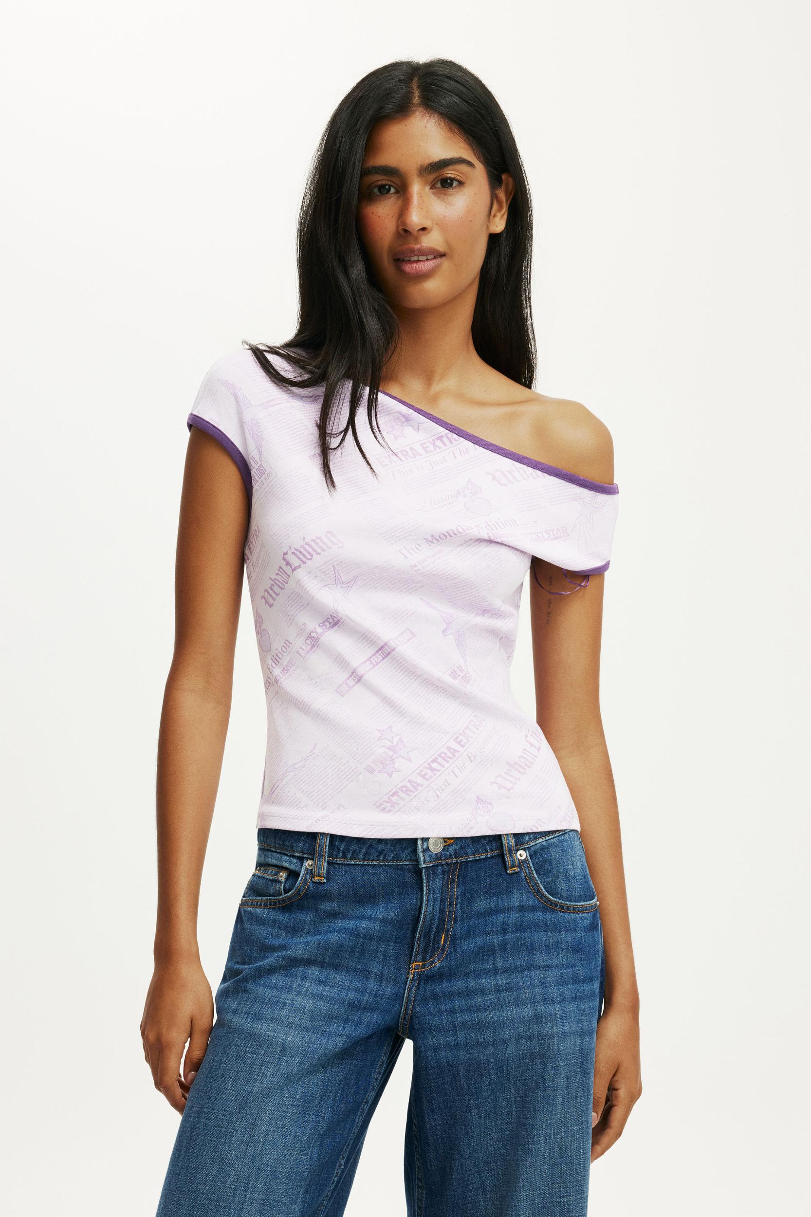 Off Shoulder Graphic Tee Product Image