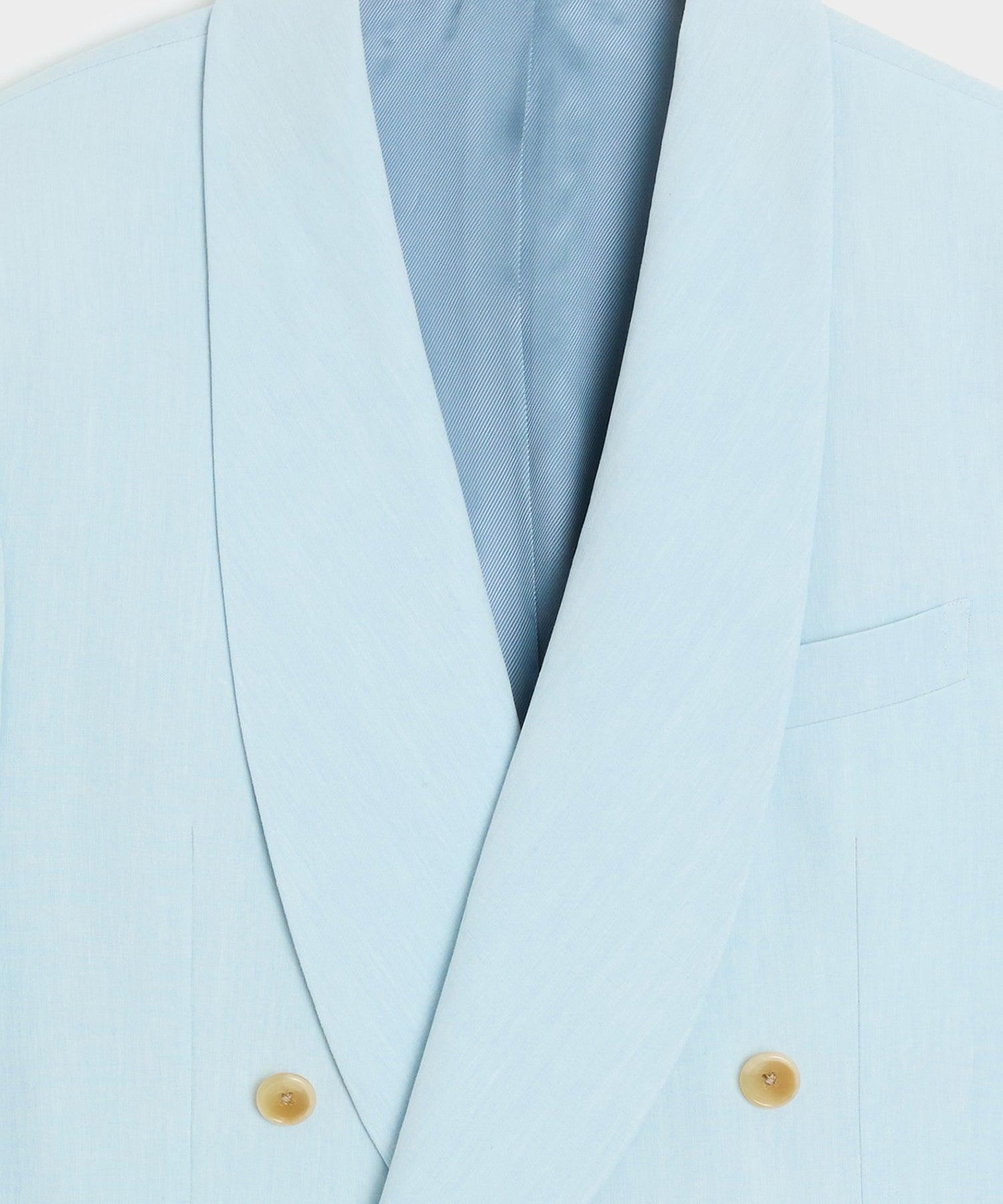 Italian Sueded Linen Double-Breasted Shawl Collar Jacket Product Image