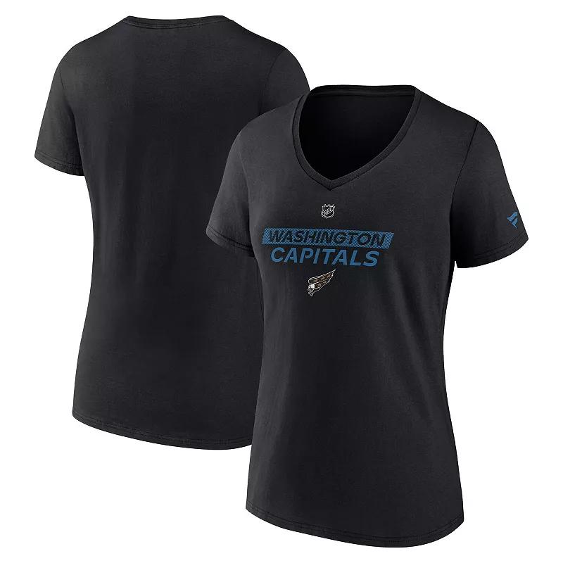 Women's Fanatics Red Columbus Blue Jackets Authentic Pro Primary V-Neck T-Shirt,  Product Image
