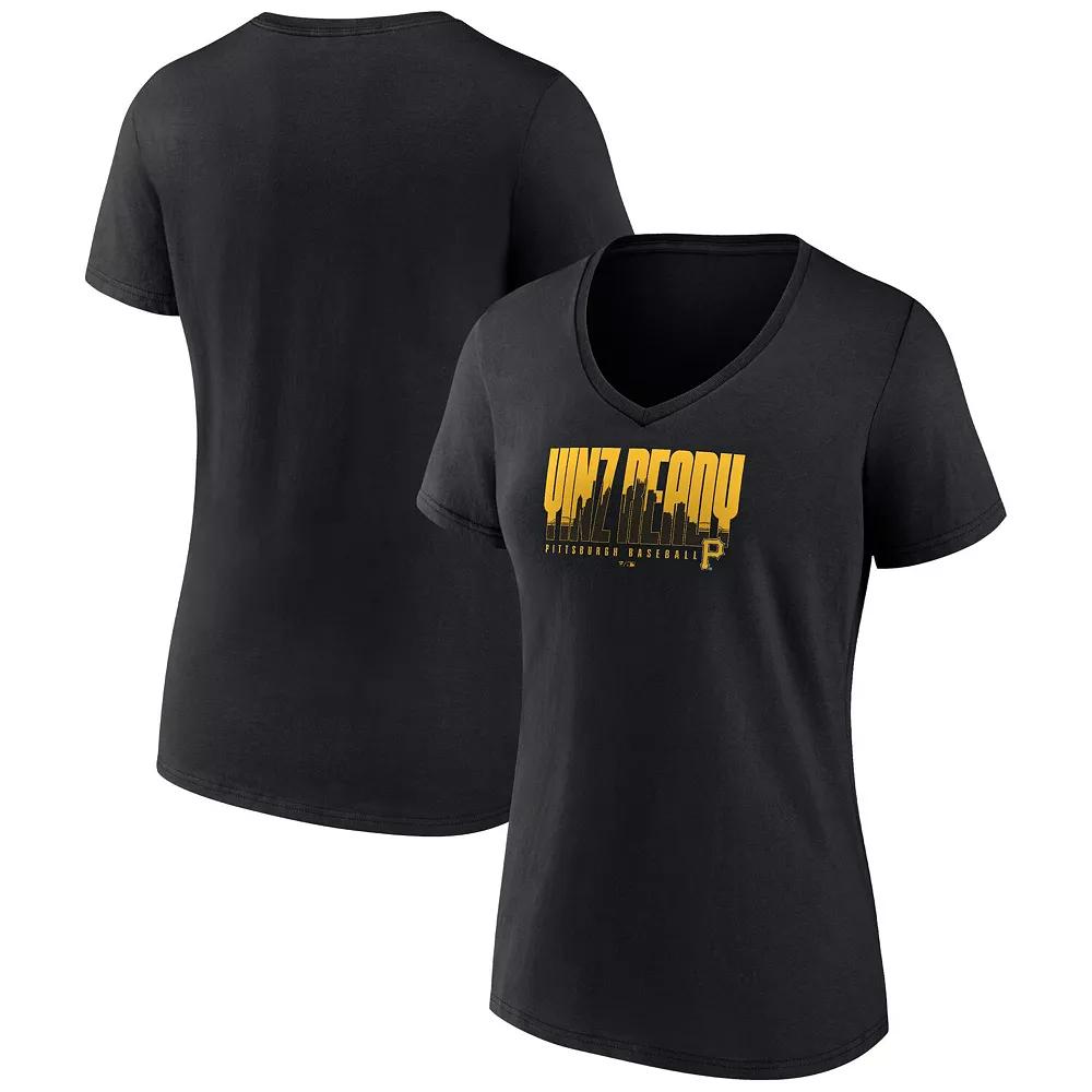 Women's Fanatics Black Pittsburgh Pirates Yinz Ready V-Neck T-Shirt,  Product Image