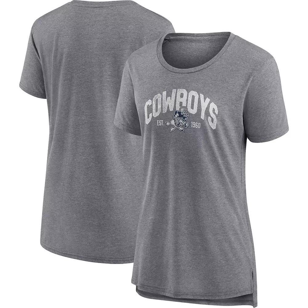 Women's Fanatics Branded Heathered Gray Dallas Cowboys Drop Back Modern T-Shirt,  Product Image