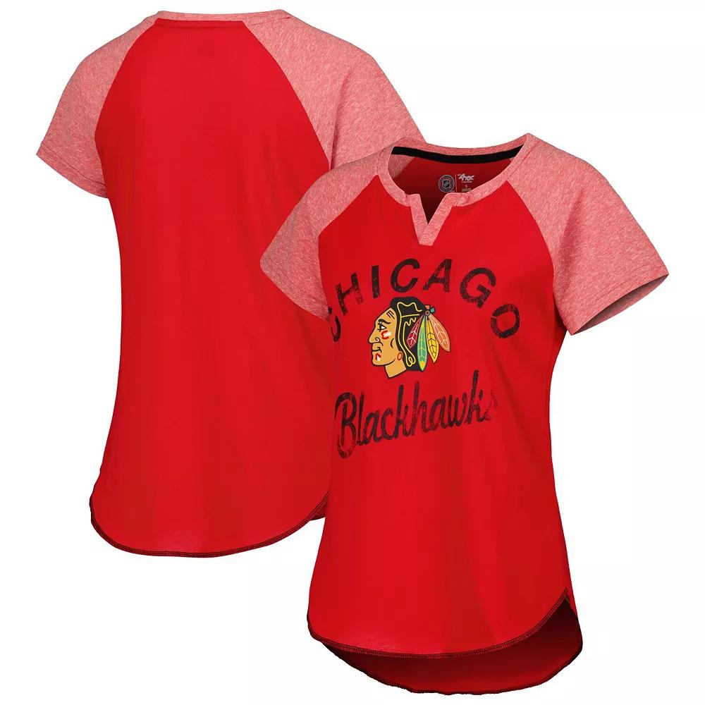 Women's Starter Red Chicago Blackhawks Grand Slam Raglan Notch Neck T-Shirt, Size: Small Product Image