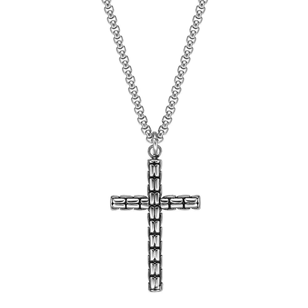 LYNX Men's Stainless Steel Cross Pendant Necklace, Size: 24", Multi Product Image