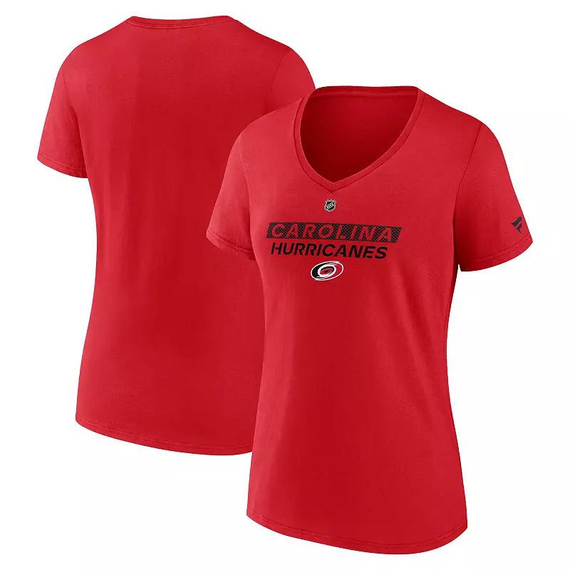 Women's Fanatics  Red Carolina Hurricanes Authentic Pro Core Primary V-Neck T-Shirt, Size: 2XL Product Image