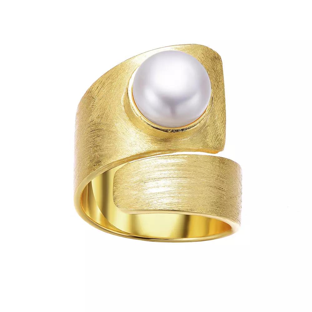 14k Gold Over Sterling Silver Freshwater Cultured Pearl Adjustable Ring, Womens, Gold Tone Product Image