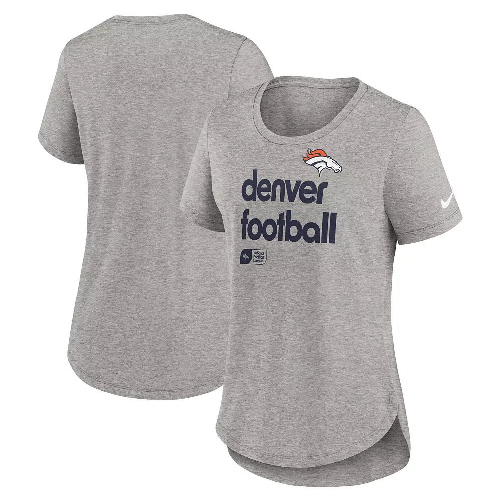 Women's Nike Heather Gray Denver Broncos Fashion Tri-Blend T-Shirt,  Product Image