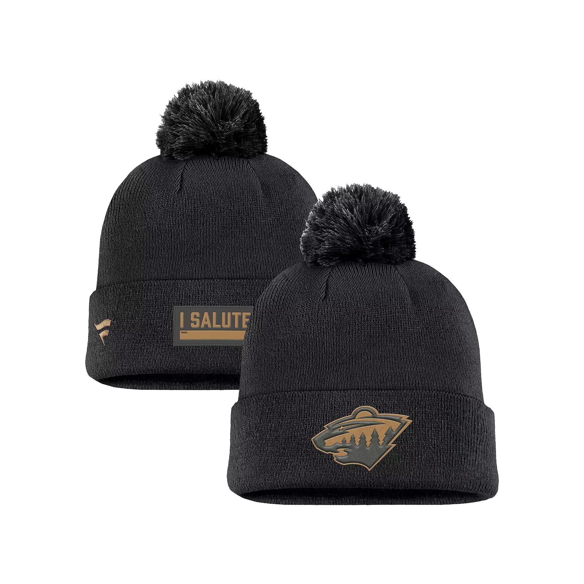 Women's Fanatics Charcoal Pittsburgh Penguins Cuffed Knit Hat with Pom Product Image
