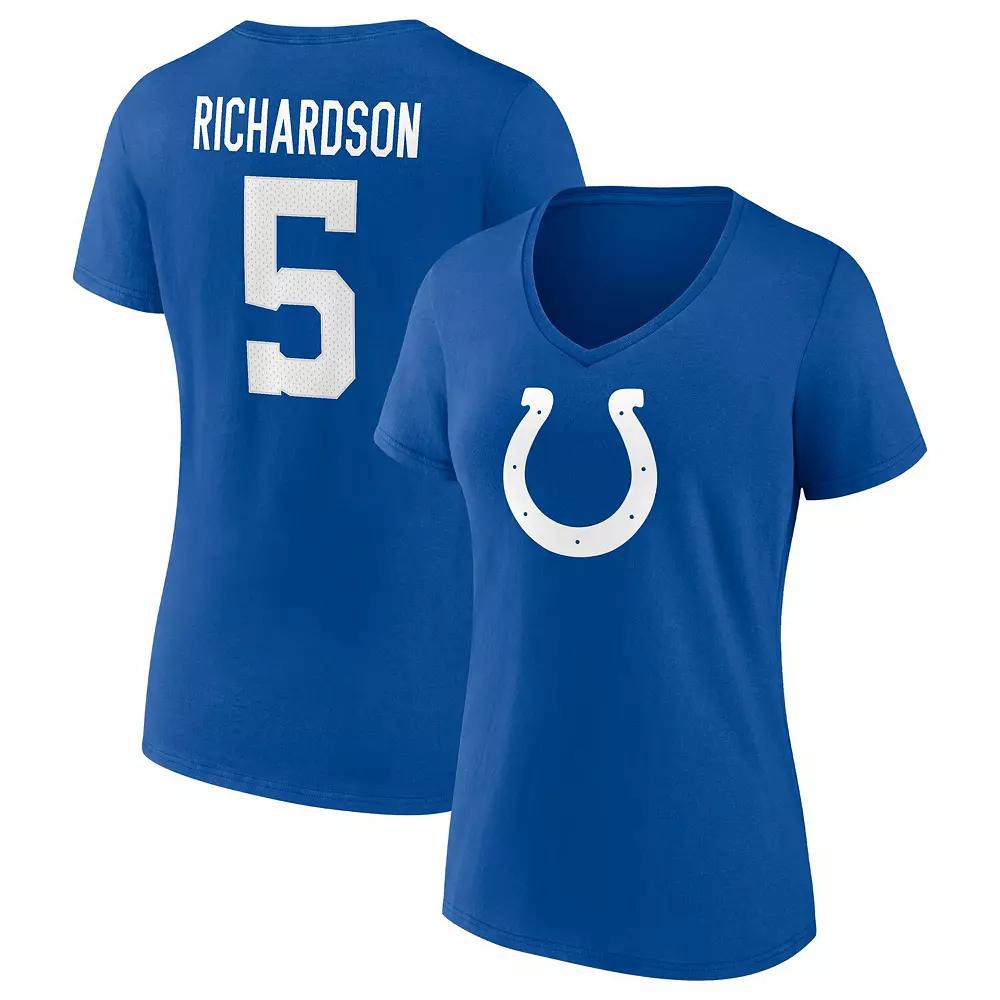 Women's Fanatics Branded Anthony Richardson Royal Indianapolis Colts Icon Name & Number V-Neck T-Shirt,  Product Image