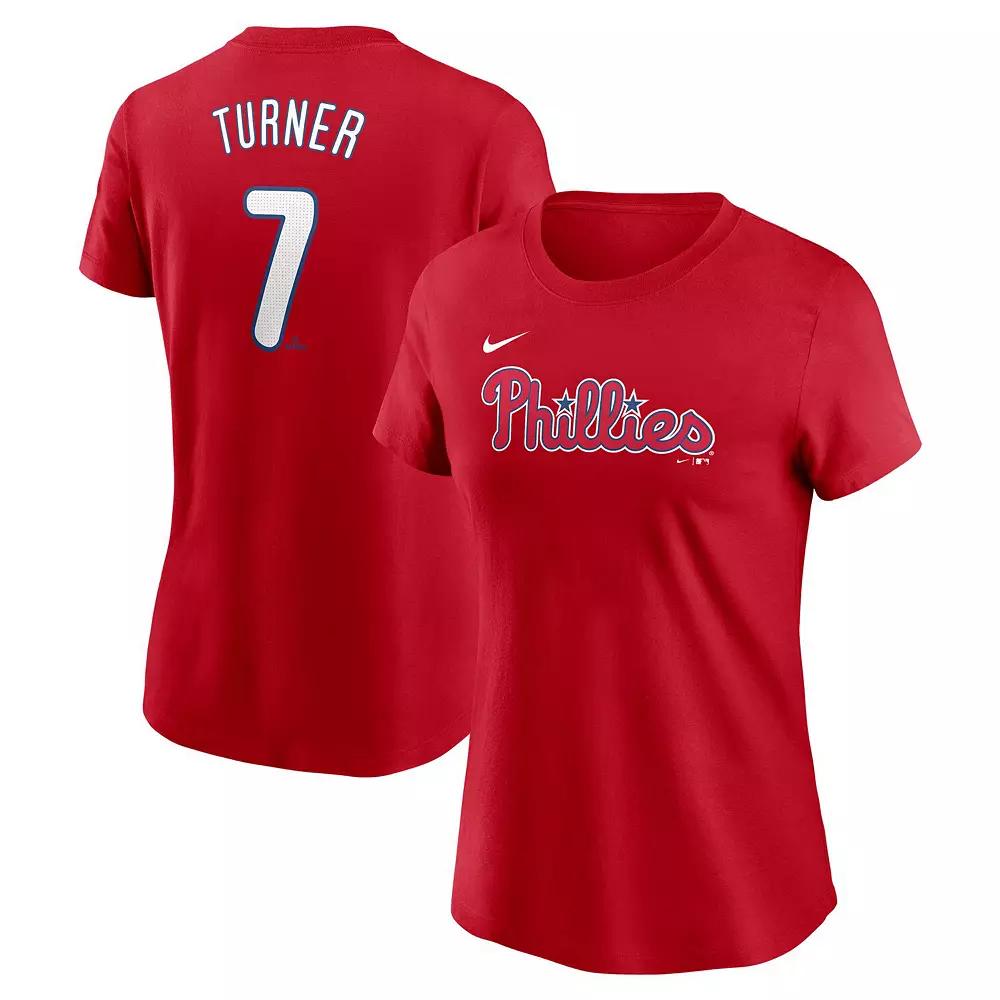 Women's Nike Trea Turner Red Philadelphia Phillies Fuse Name & Number T-Shirt, Size: 2XL Product Image