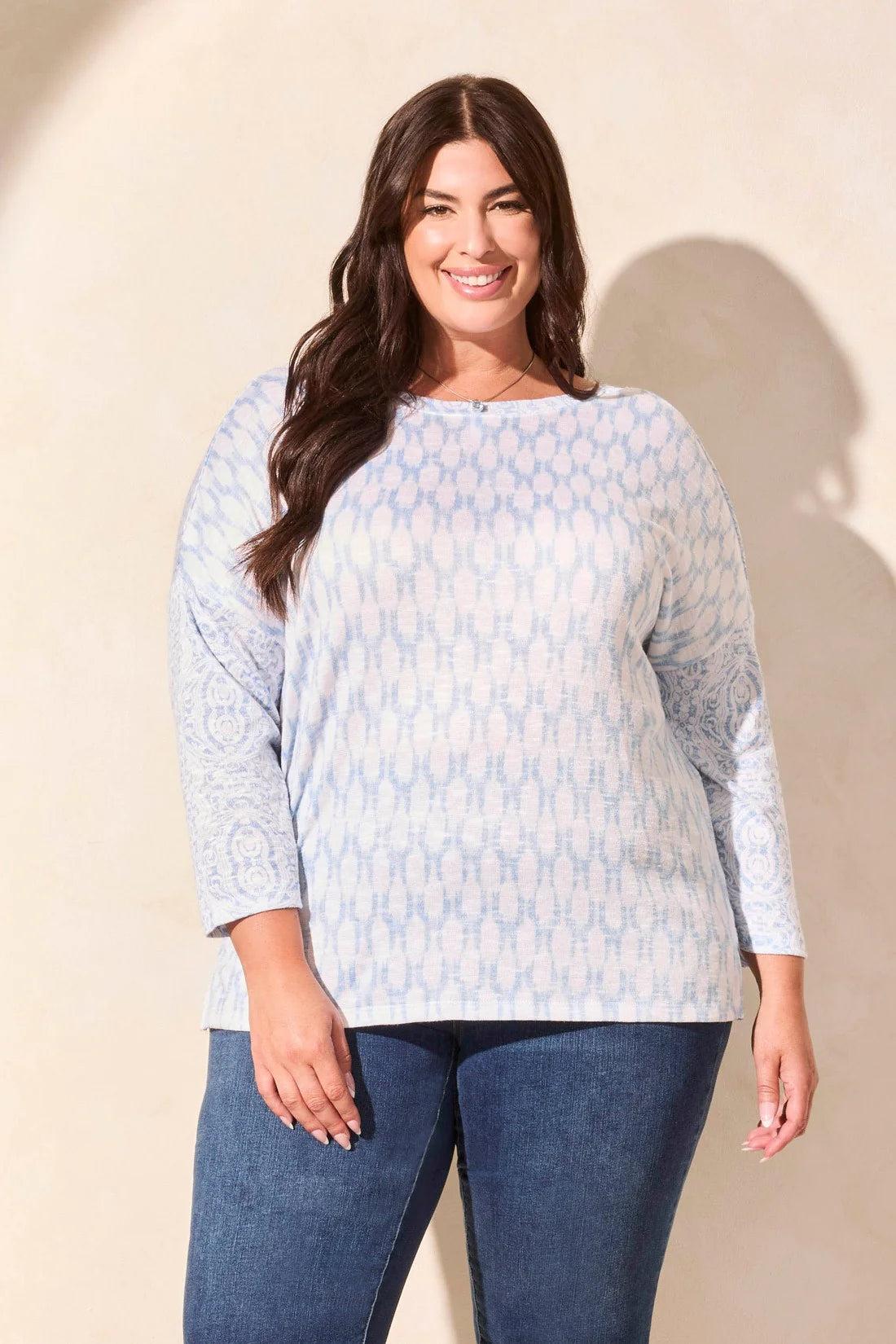 Patterned Two-Way Dolman Top Product Image