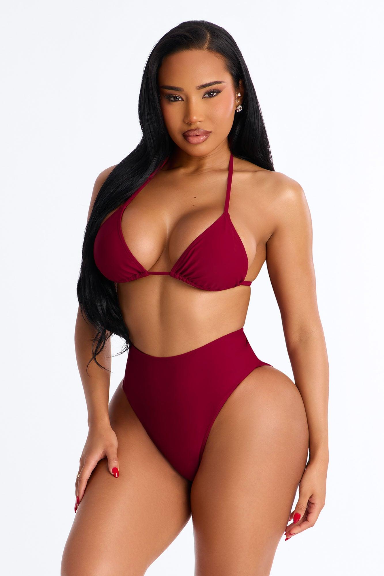 Maui Mix And Match Triangle Bikini Top - Burgundy Female Product Image