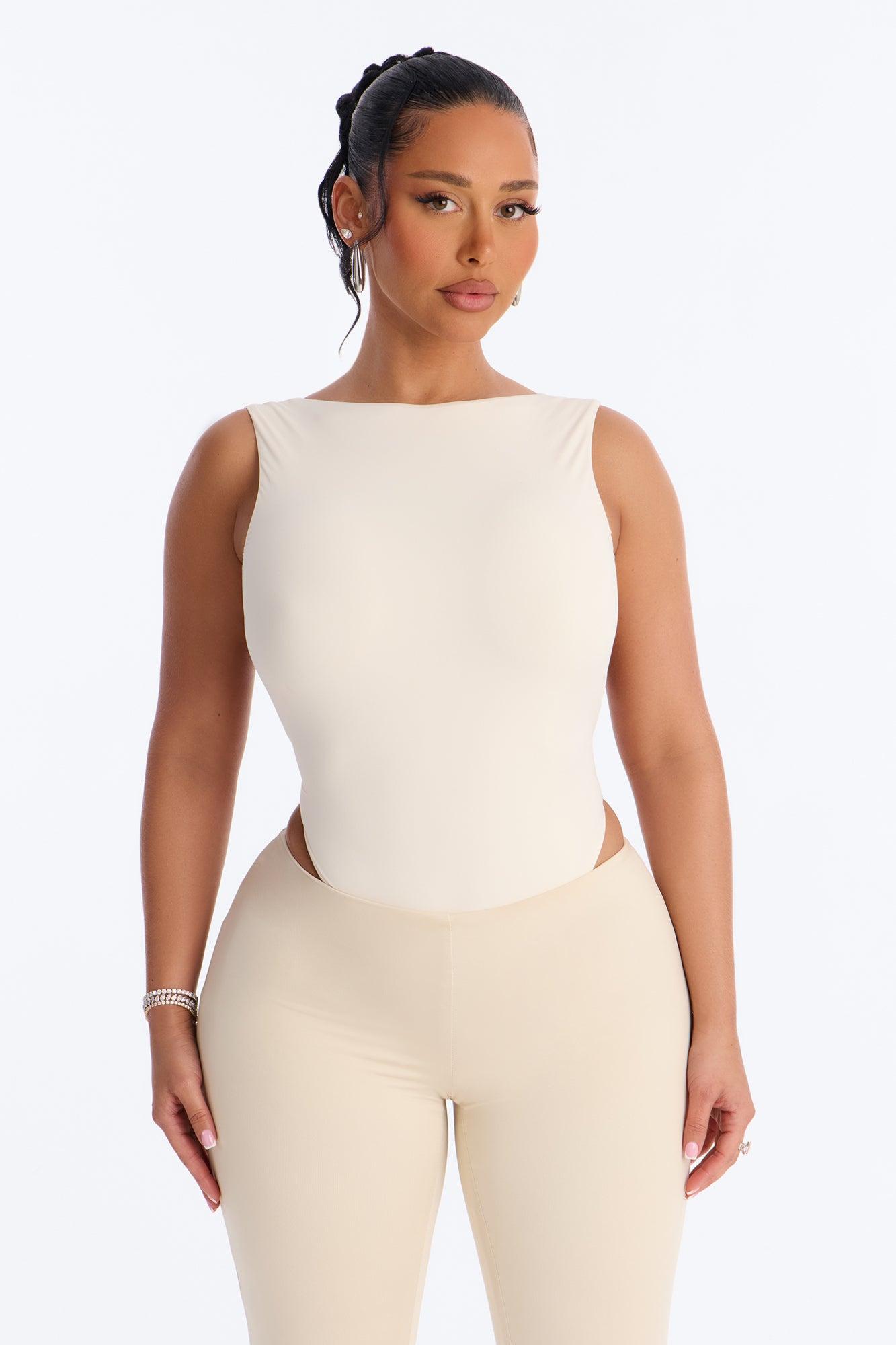Second Skin Double Lined Backless Bodysuit - Bone Female Product Image