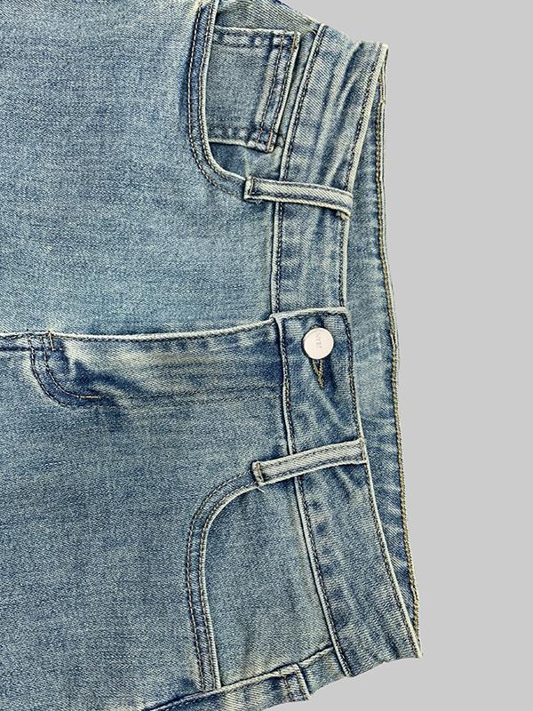 Flared Pants Floral Printed High-Waisted Pockets Jean Pants Bottoms Product Image