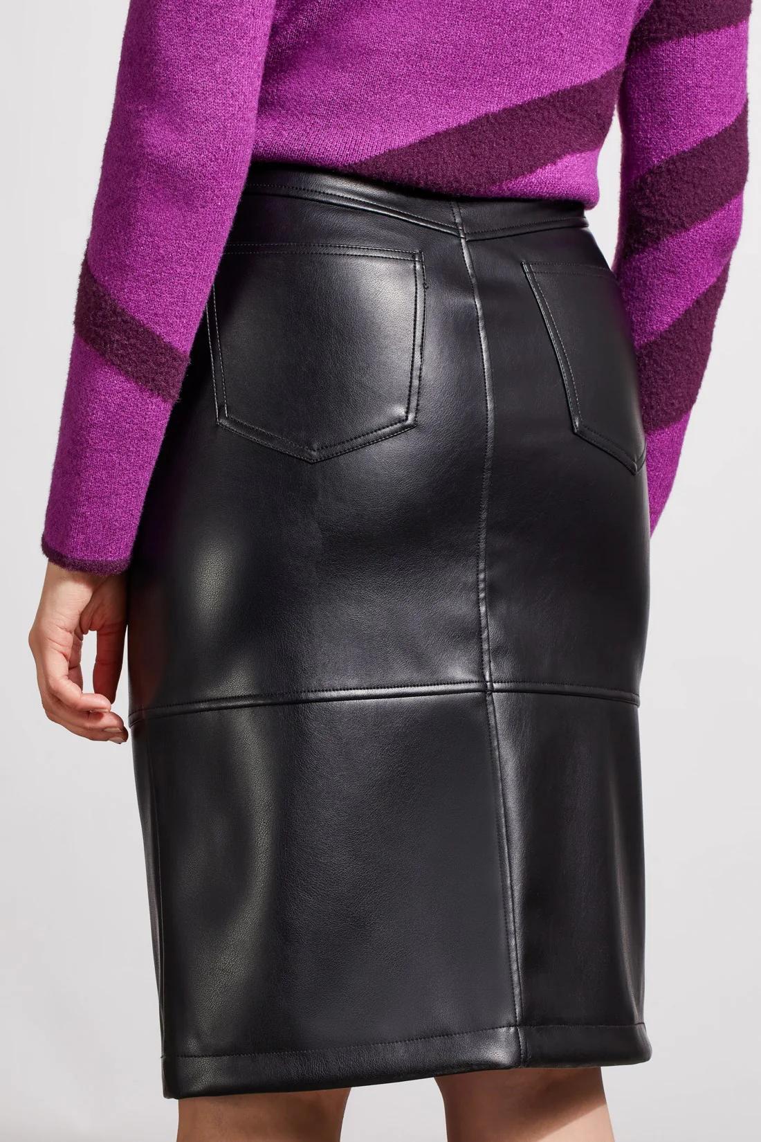 FAUX LEATHER SKIRT WITH FRONT SLIT Product Image