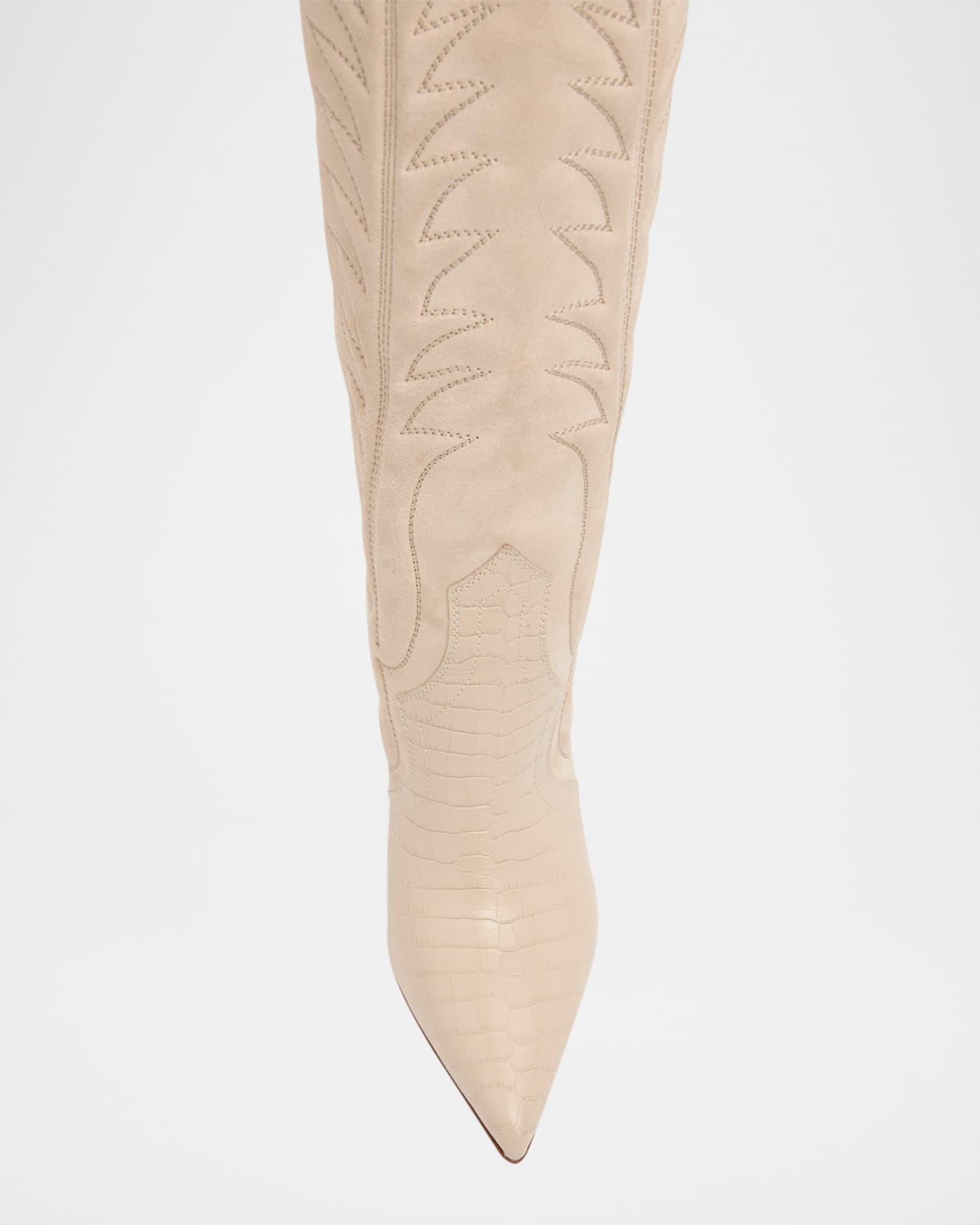 Santia Suede Knee-High Red Sole Western Boots Product Image