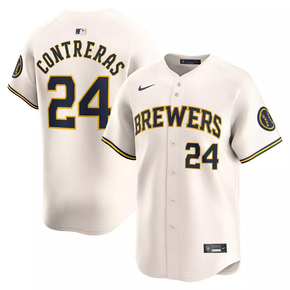 Men's Nike William Contreras Cream Milwaukee Brewers Home Limited Player Jersey,  Product Image