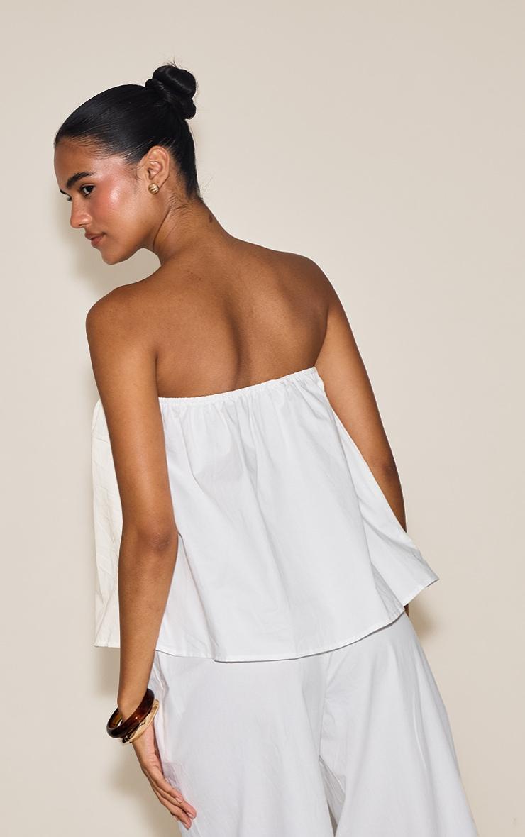  Cream Cotton Woven Ruched Floaty Bandeau Top Product Image