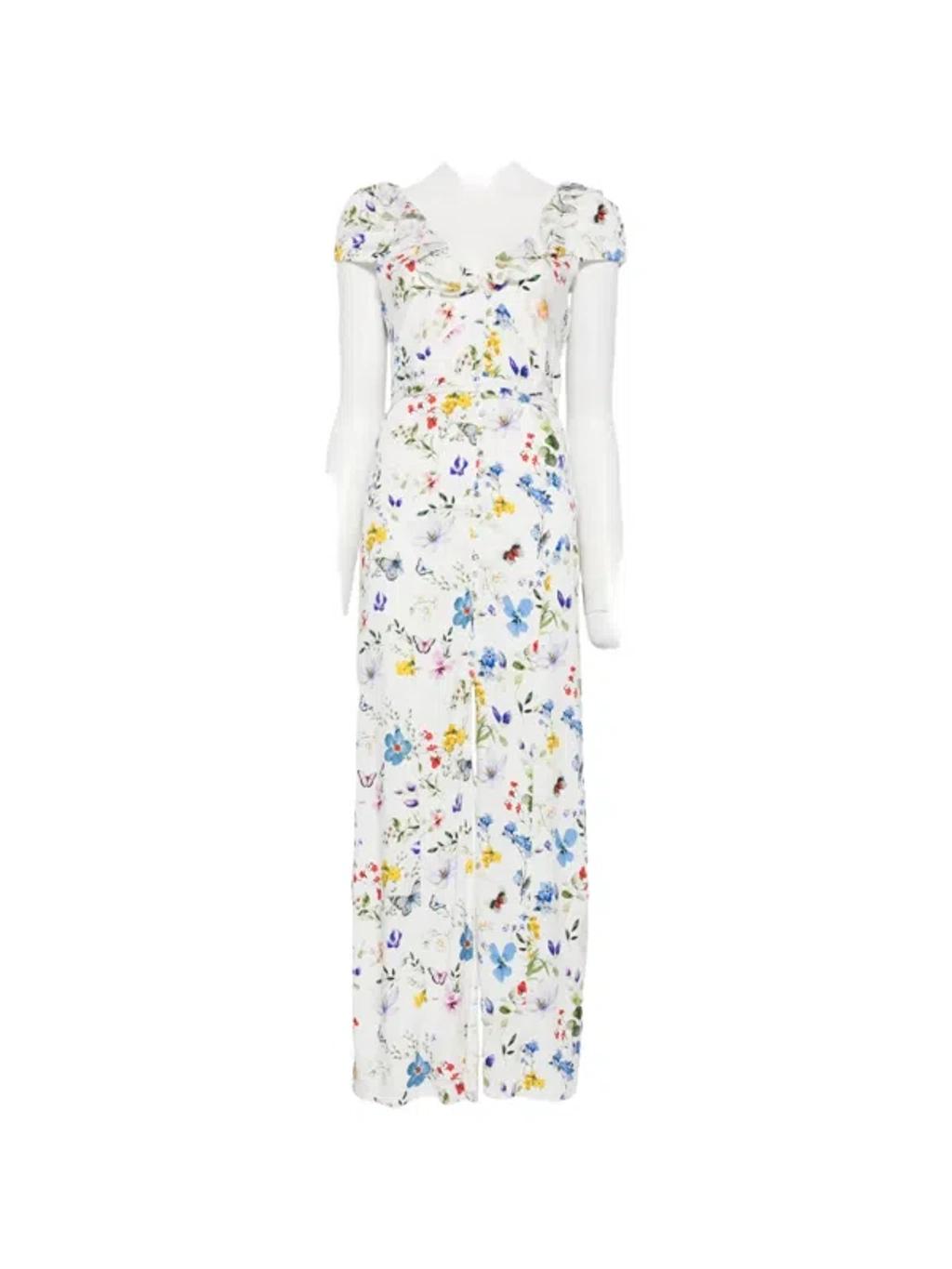 ALICE AND OLIVIA Tara Short Sleeve Ruffle A Line Dress In White Product Image