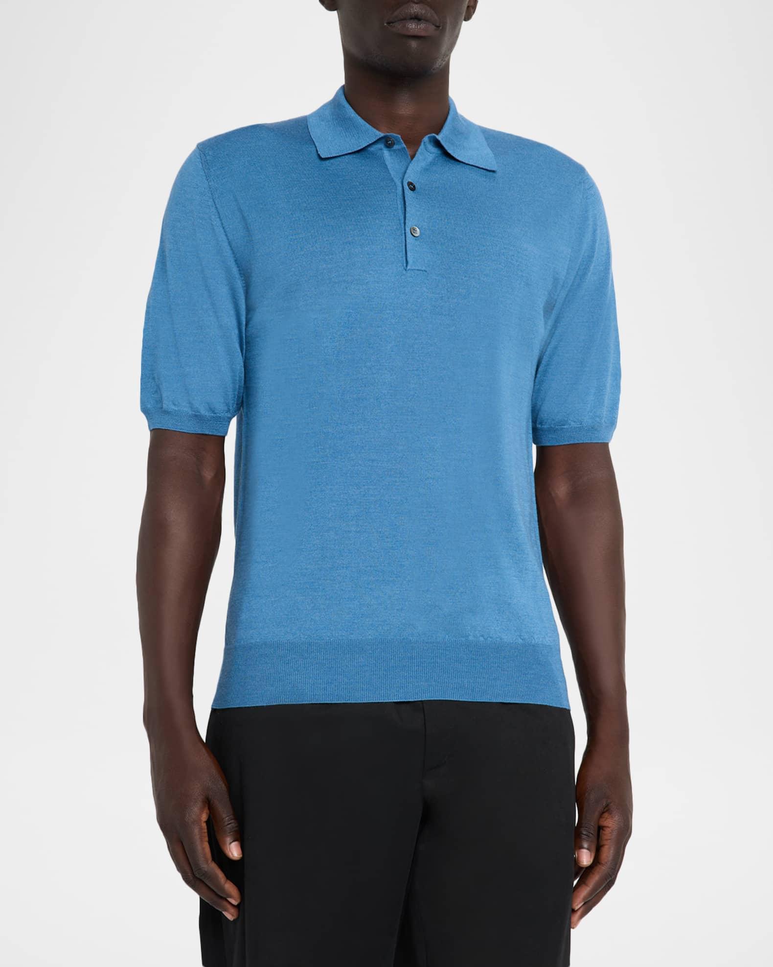 Men's Wool and Silk Short-Sleeve Polo Sweater Product Image