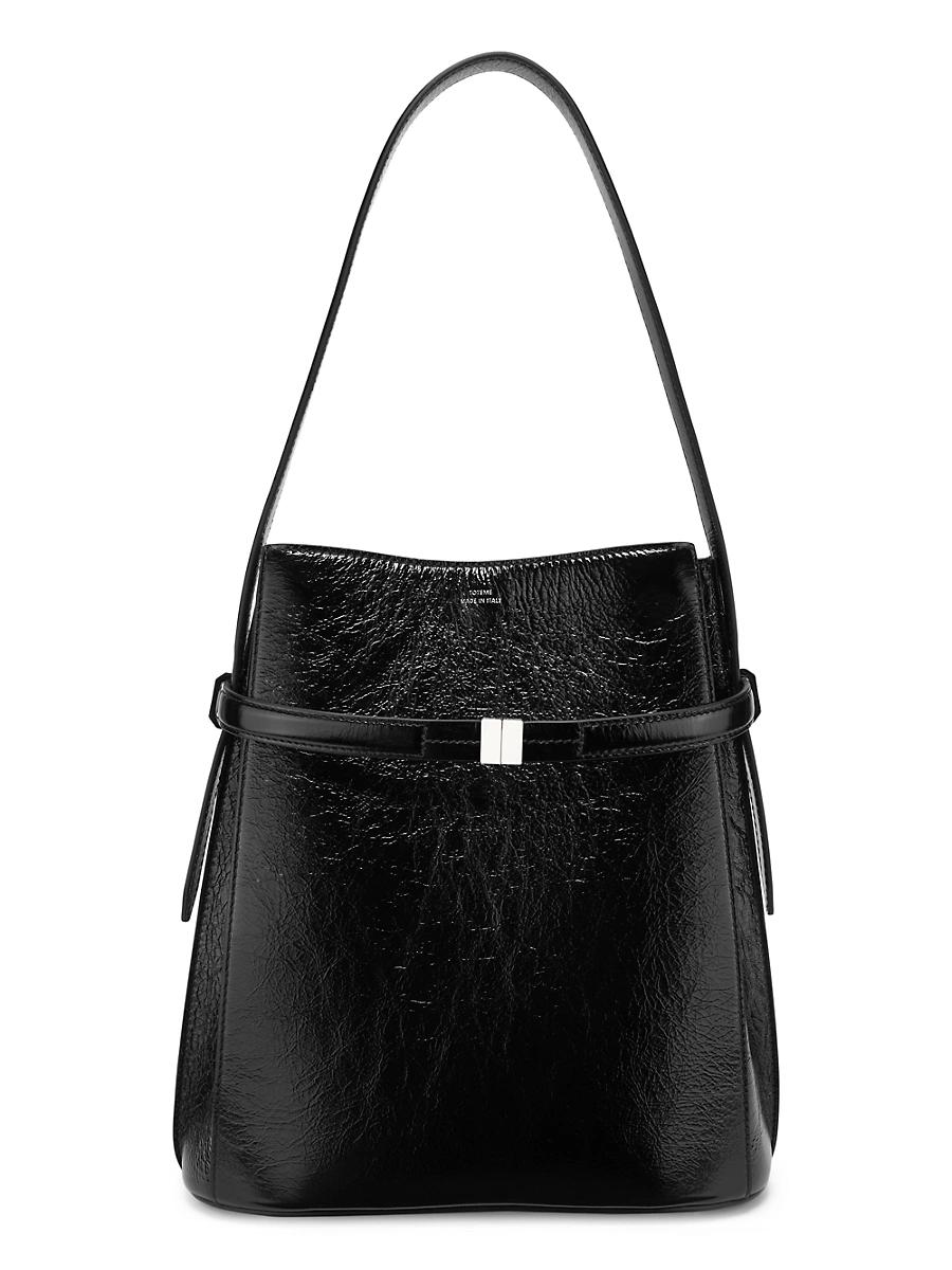 Womens Belted Naplak-Leather Bucket Bag Product Image