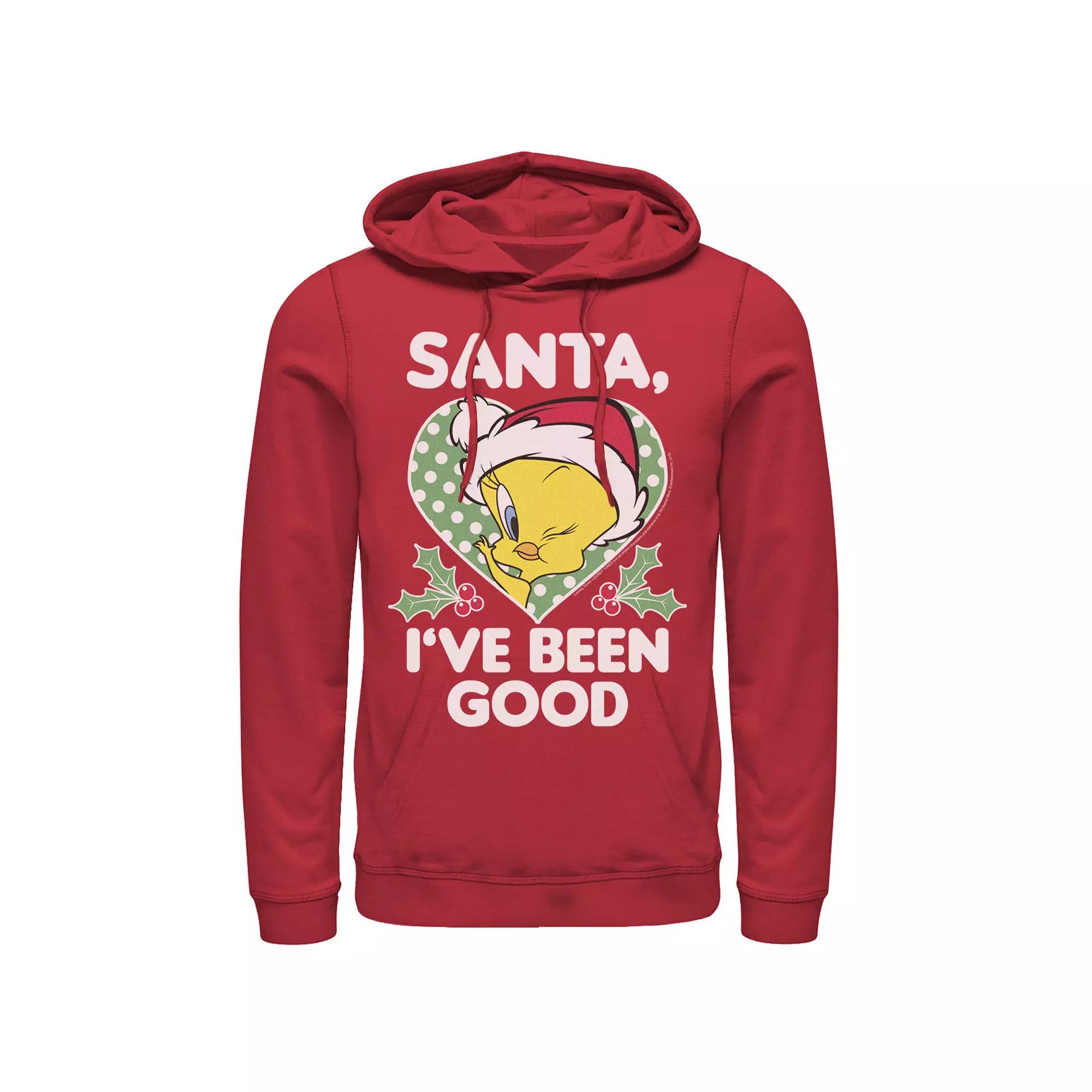 Men's Looney Tunes Christmas Tweety Santa I've Been Good Hoodie, Size: Large, Red Product Image