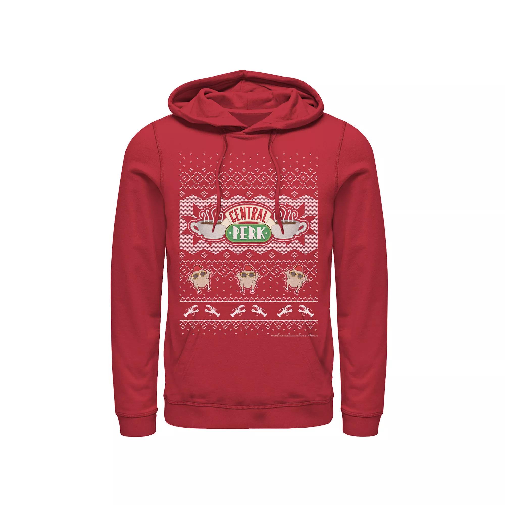 Men's Friends Central Perk Holiday Pattern Hoodie, Size: Small, Red Product Image