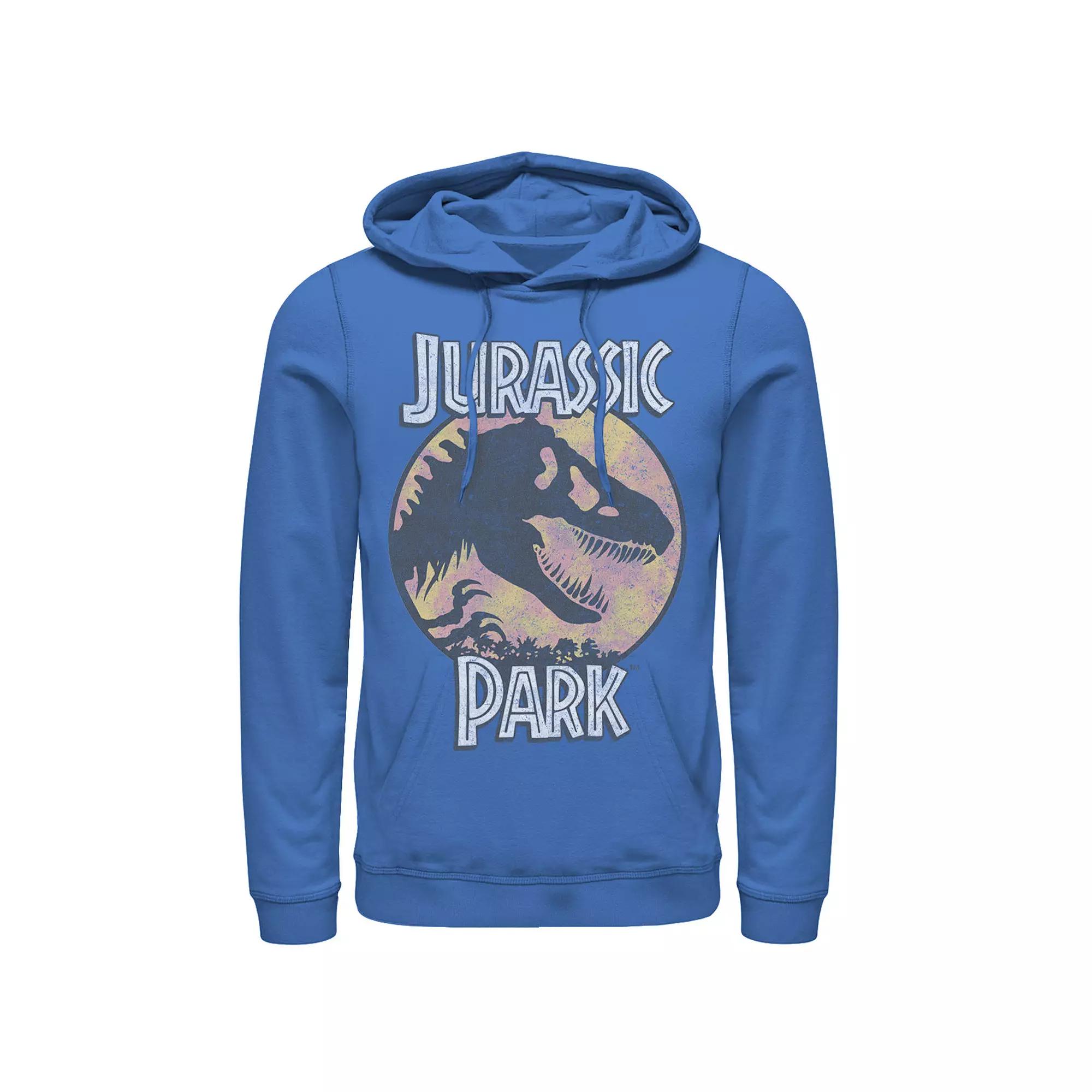 Men's Jurassic Park Blue And Orange Retro Rex Hoodie,  Product Image