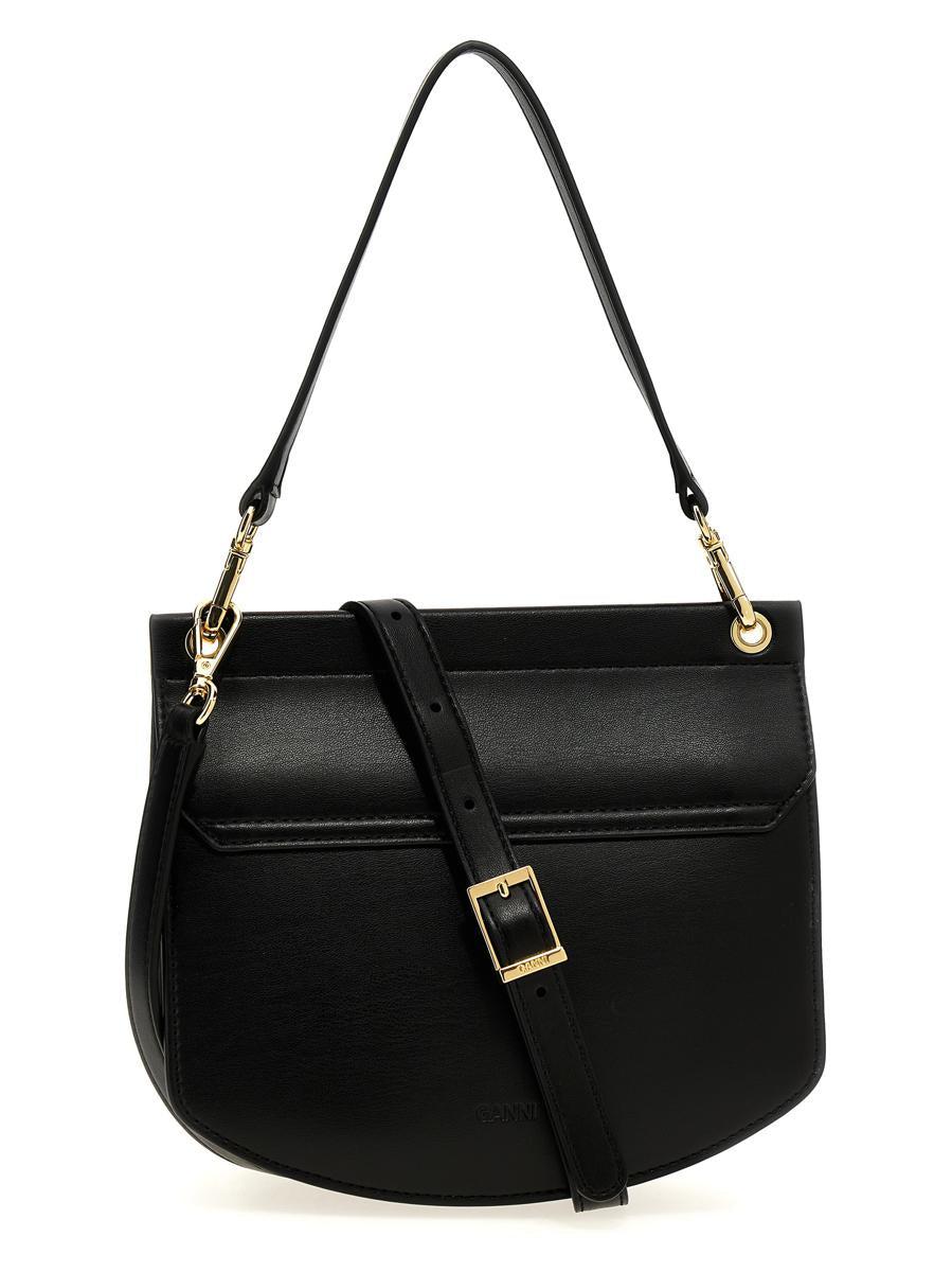 GANNI Small Shoulder Bag With Adjustable Strap And Gold-tone Hardware In Black Product Image