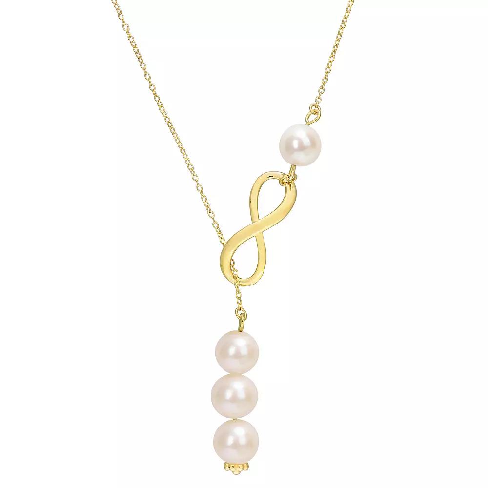 Stella Grace 18k Gold Over Silver Freshwater Cultured Pearl Infinity Lariat Necklace, Womens 18k Gold Plated Product Image
