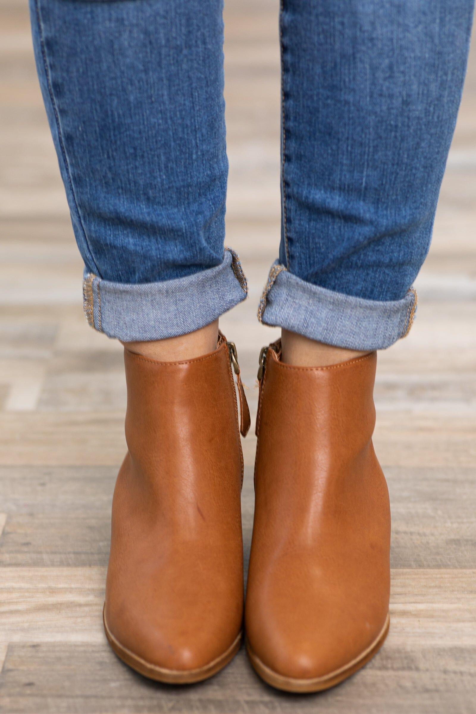 Dark Camel Ankle Bootie With Pull Tab Product Image