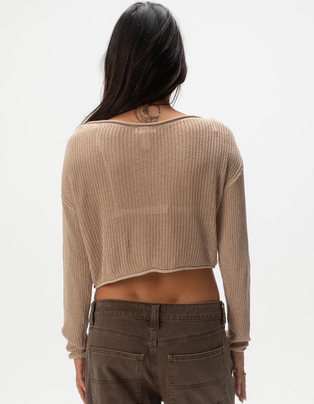 FULL TILT Mesh Womens Pullover Sweater - TAN Product Image
