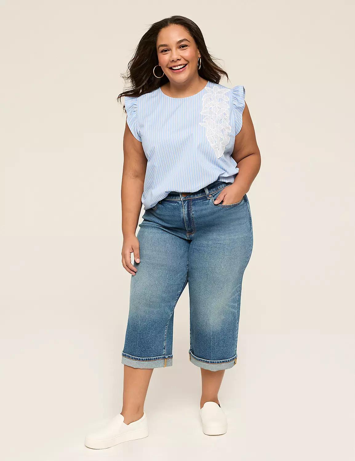 Ruffle Cap-Sleeve Applique Top Product Image