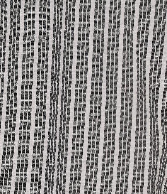 Westbound Button Front Point Collar Long Sleeve Seersucker Cinch Front A-Line Maxi Dress Product Image