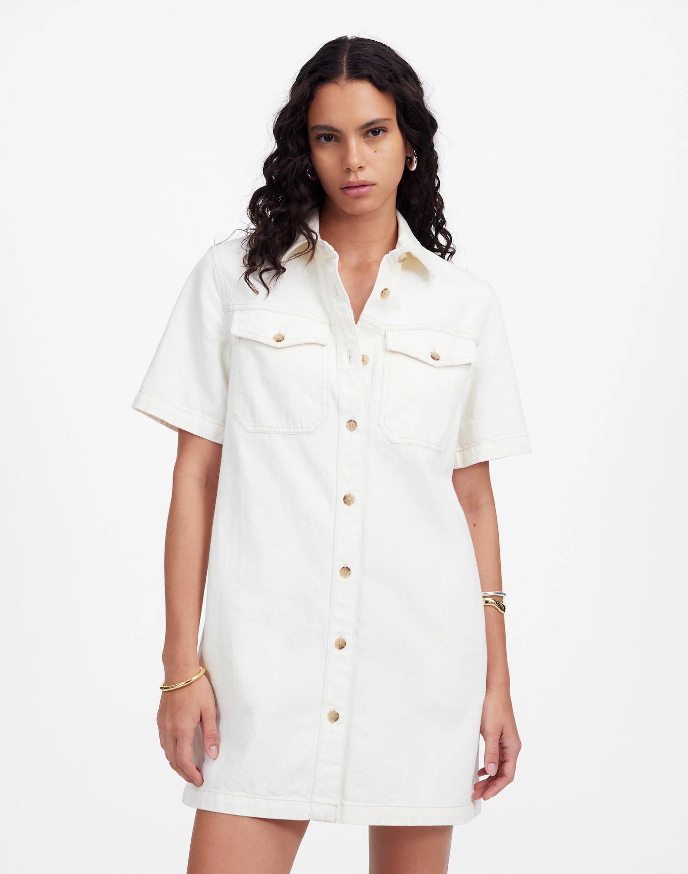 Denim Boxy Shirtdress in Vintage Canvas Product Image