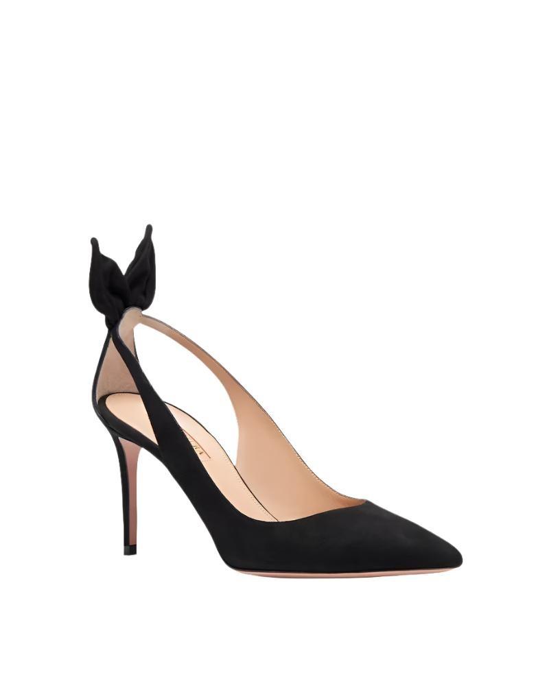AQUAZZURA Bow Tie 85 Suede Pumps In Black Product Image