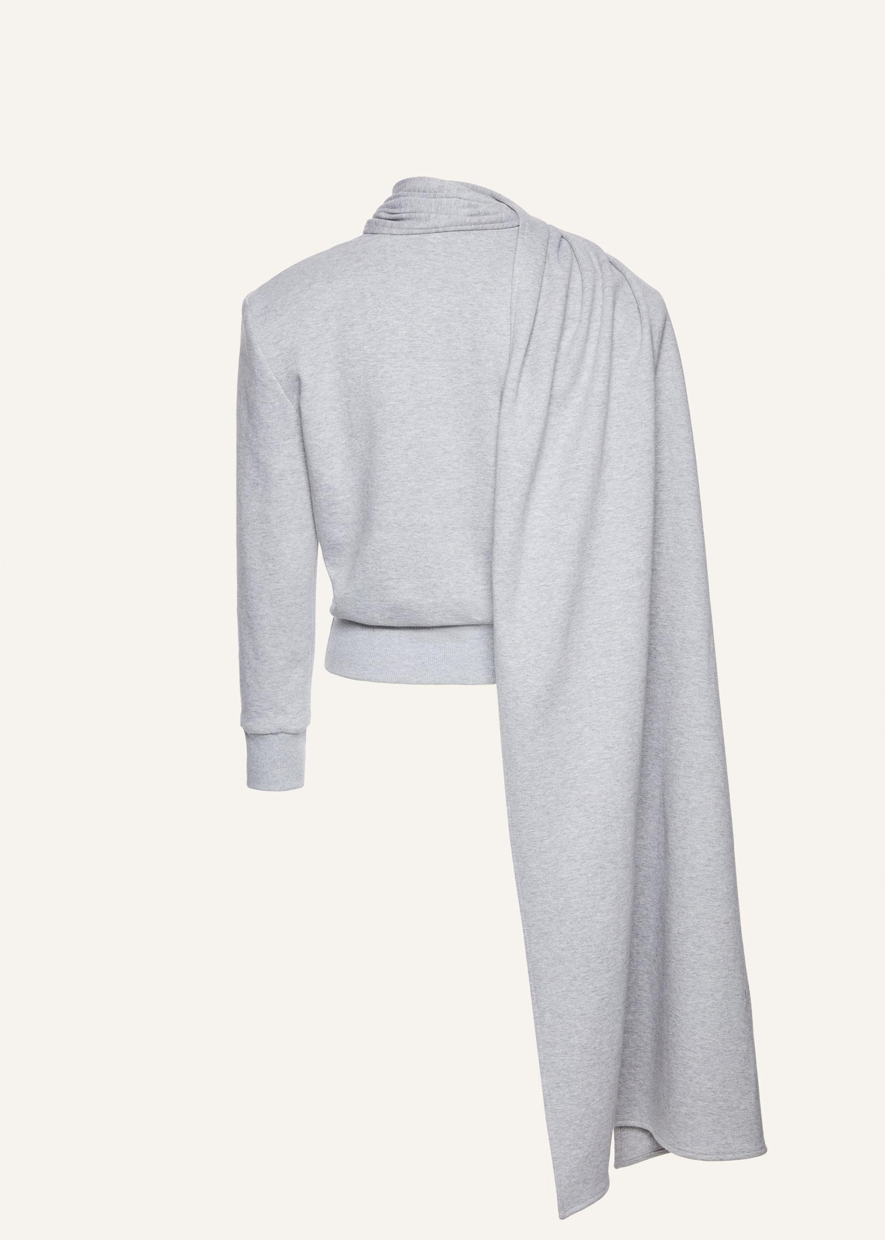 Draped scarf sweatshirt in grey Product Image