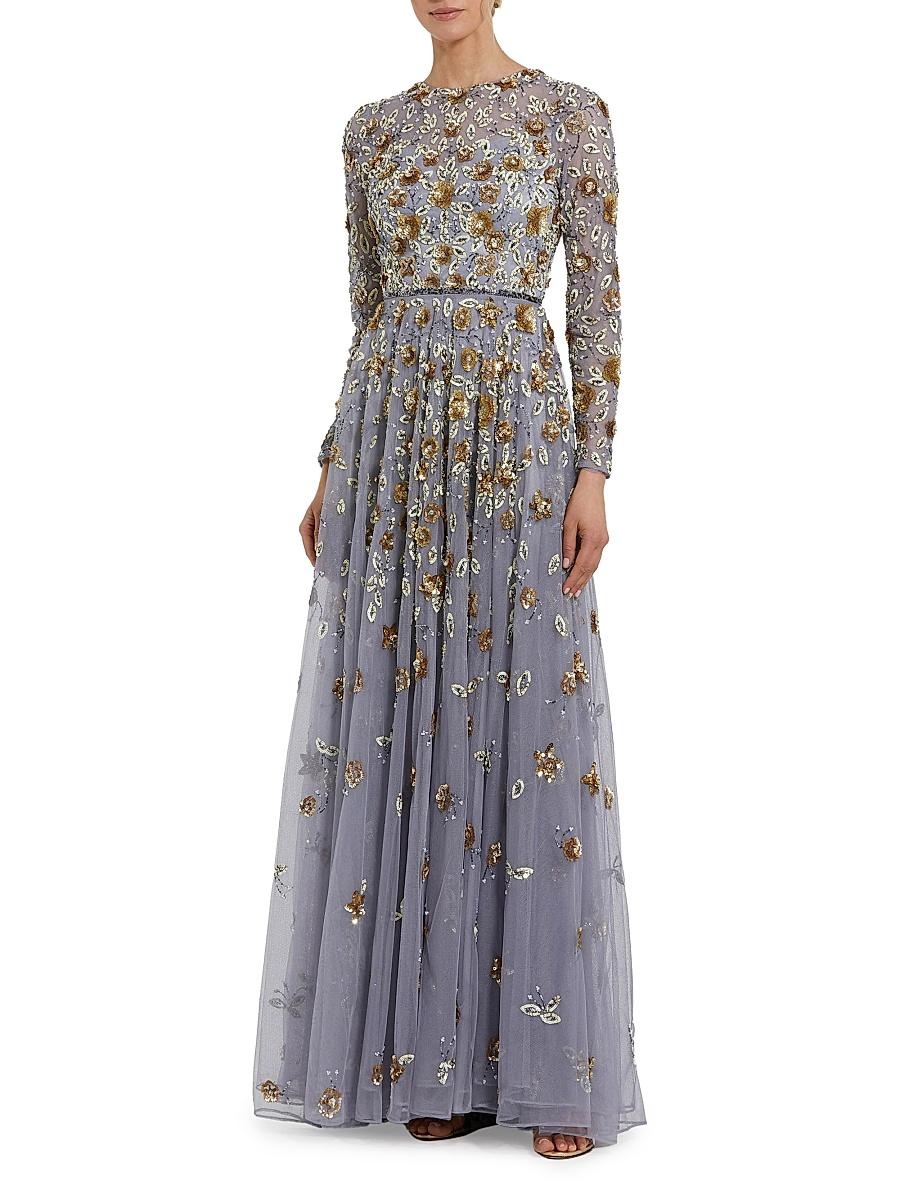Womens Floral A-Line Gown Product Image