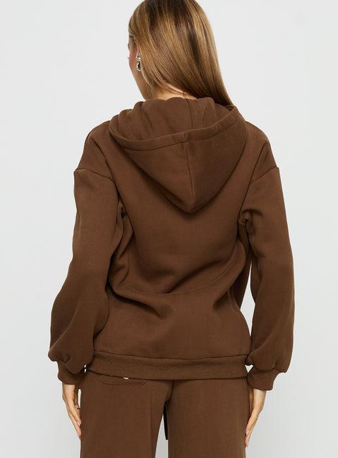 Princess Polly Stargirl Zip Through Jumper Brown Product Image