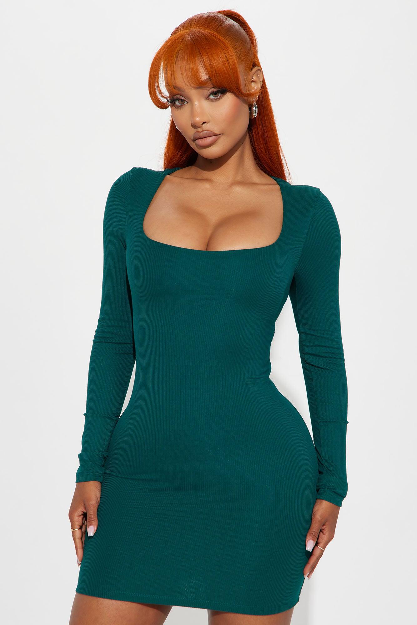 Keeping it Casual Ribbed Mini Dress - Hunter Product Image