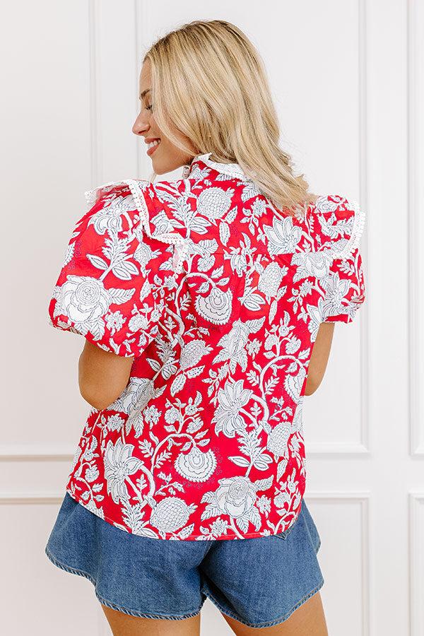 Sunday Chic Floral Top in Red Product Image