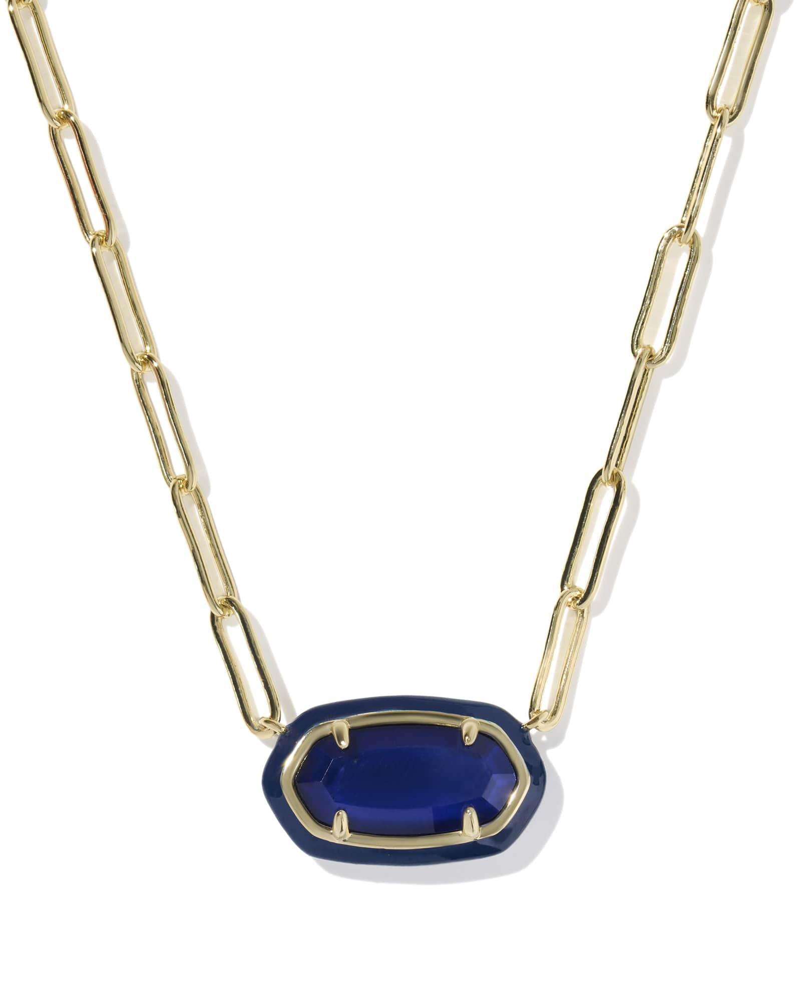 Elisa Enamel Frame Gold Paperclip Necklace Product Image