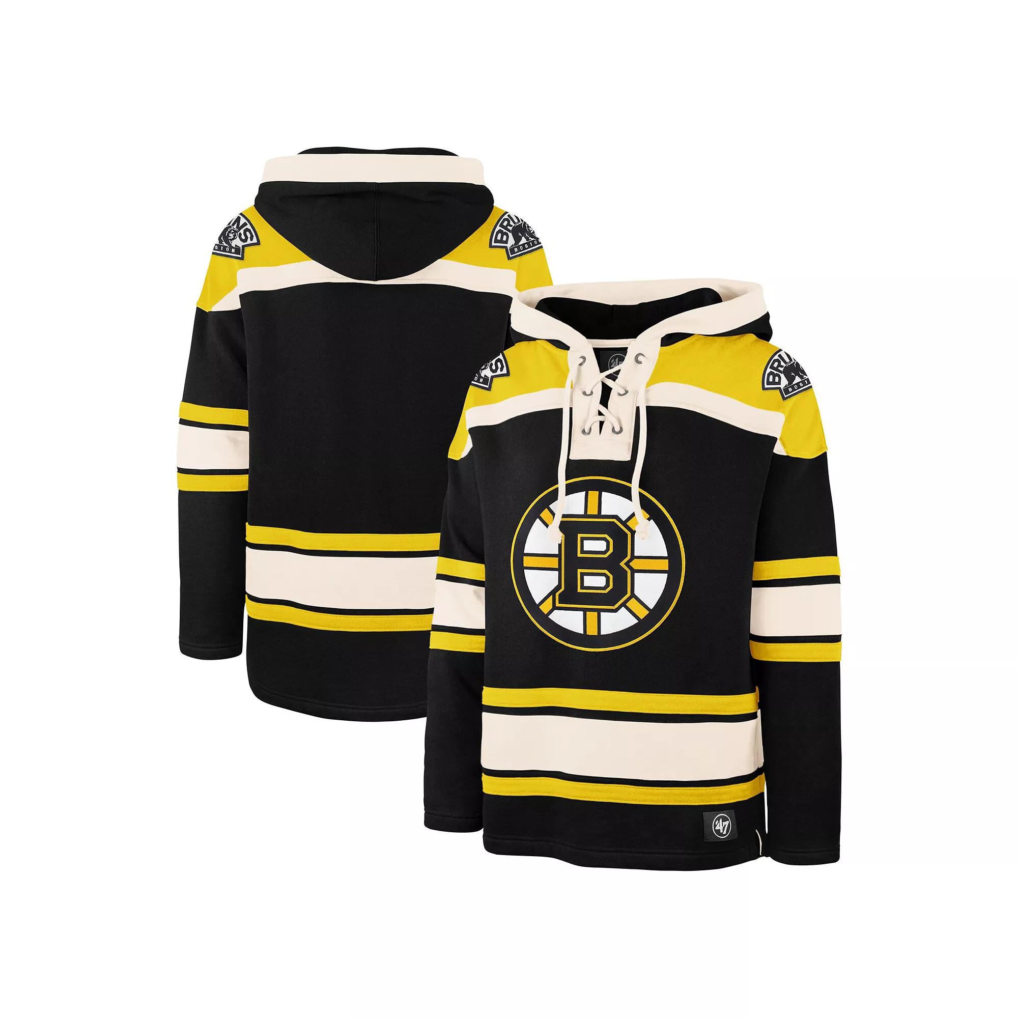 Men's '47 Black Boston Bruins Big & Tall Superior Lacer Pullover Hoodie, Size: 4XLT Product Image