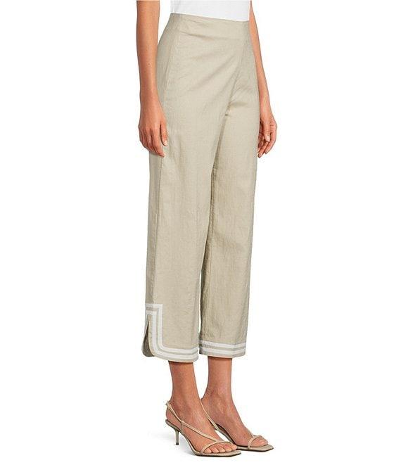 Trina Turk Abbey Stretch Linen Flat Front Notch Hem Crop Coordinating Pants Product Image