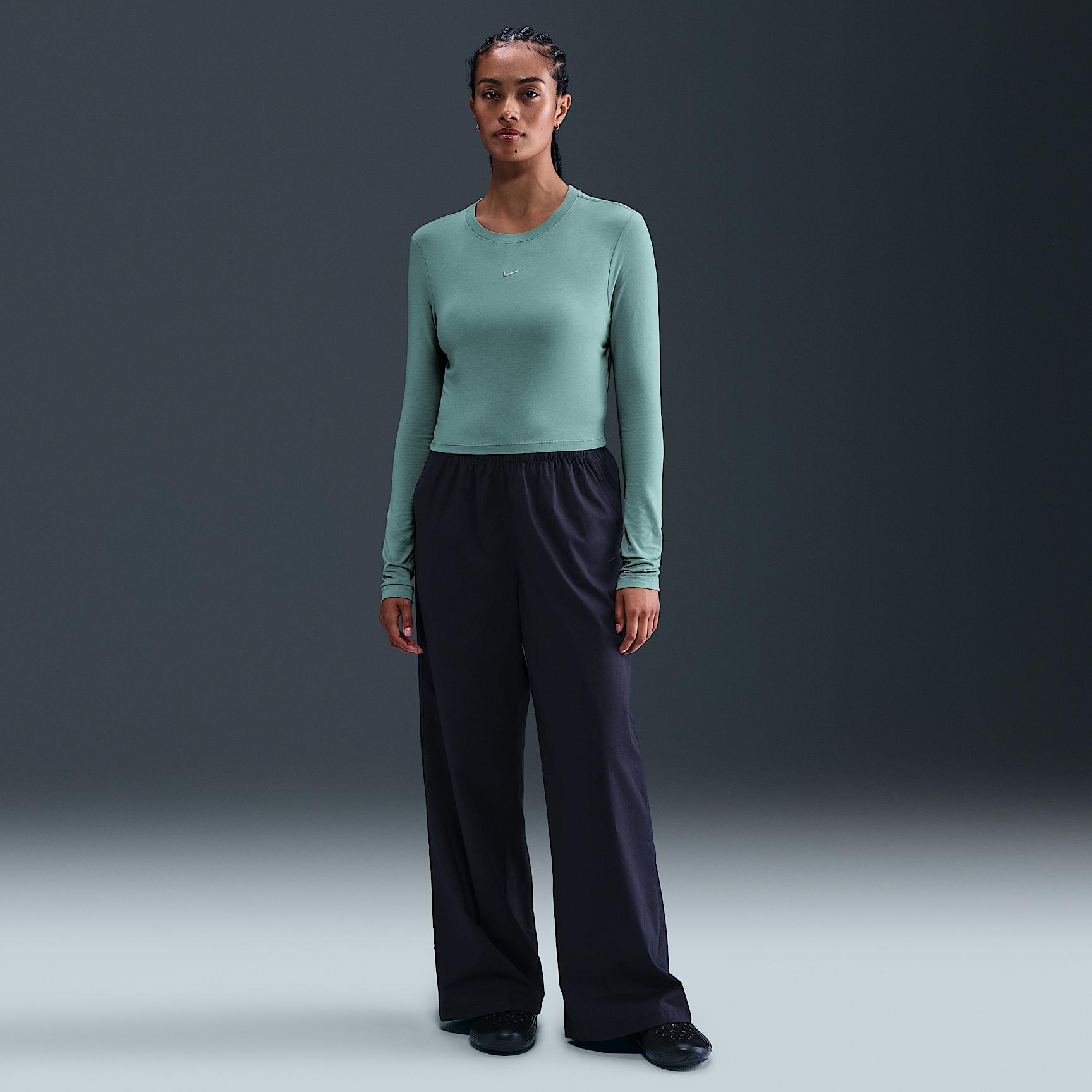 Womens Nike Sportswear Chill Knit Slim Long-Sleeve Cropped Top | HF5322-017 Product Image